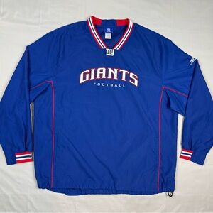 Vtg Reebok New York Giants Mens Pullover Windbreaker Jacket 2XL Y2K Blue A5